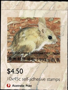 1992 Threatened Species - $4.50 Booklet - Australian Stamp Exhib Taipei '93. MUH - Picture 1 of 2