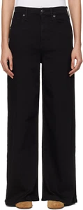rag & bone Size 27 Sofie Jeans Black Cotton High Rise Ultra Wide Leg Pant $255 - Picture 1 of 13