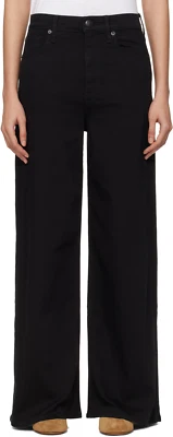 rag & bone Size 27 Sofie Jeans Black Cotton High Rise Ultra Wide Leg Pant $255 - Image 1 of 4
