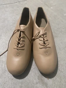 Capezio Girls Fluid Brown Tan Tele Tone Tap Dancing Shoes Oxford Lace Up Size 7W - Picture 1 of 6