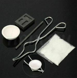 5pcs/Set Torch Melting Kit Gold & Silver Crucible Tong Rod Graphite Ingot Mold - Picture 1 of 7