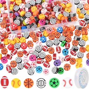 300 Pcs Sports Ball Beads for Jewelry Making, Sports Polymer Clay Beads Bulk wit - Picture 1 of 7