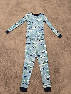 Niños Niñas Cuddl Duds Manga Larga Pantalones PJ Set Talla 6 Verde Con Tema de Navidad Foto 1 de 4