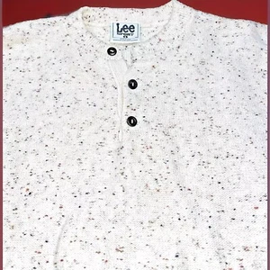 Vintage Lee Sport Sweater Men's Extra Large Cream Knit Long Sleeve Made in USA - Picture 1 of 6