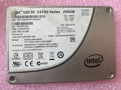 Intel DC S3700 200GB 6Gb/s 2.5" SATA III SSD SSDSC2BA200G3P Solid State Drive - Image 1 of 3