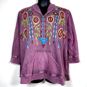 Sudadera Top Perejil y Salvia Mujer 3X Púrpura Bordada Floral Boho Túnica - Imagen 1 de 9