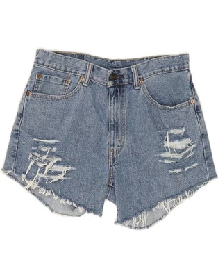 LEVI'S Womens 505 Distressed Denim Shorts W32 Large  Blue BZ08 - Image 1 of 3