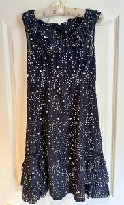 Marc by Marc Jacobs Summer Ruffle Dress US 4 UK 8 Navy Blue Star Pattern - Picture 1 of 6
