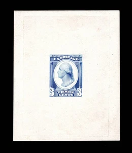 MOMEN US #184-E14b BLAUER STANZAUFSATZ AUF ELFENBEIN GLASIERTEM PAPIER LOT #95292 - Bild 1 von 2