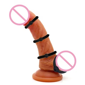Male 4Pcs Cock Ring Delay Ejaculation Ball Stretcher Penis Enlarger Silicone - Picture 1 of 9