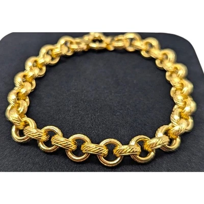 Estate Milor Italy 14K Yellow Gold Textured Link Bracelet 9.49g 8” Made in Italy - Image 1 of 4
