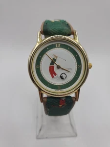 Reloj de cuarzo Majesti para hombre golf novedad 33 mm redondo tono dorado correa de tela - Imagen 1 de 7