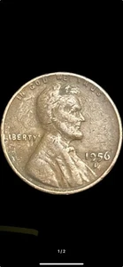 1956 D mint Multiple Error Wheat penny - L/Weak Strike/Minting flaw - Picture 1 of 3