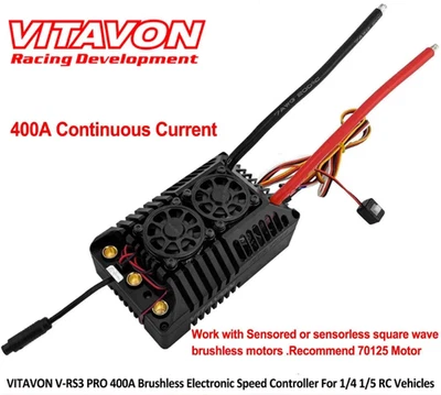 VITAVON Waterproof Brushless ESC V-RS3 PRO 400A 6-12S For RC 1/5 Car Black US RC - Image 1 of 4