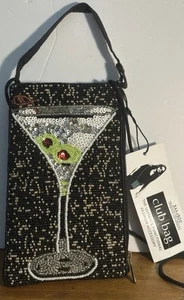Bolso Club Martini Bolso de Mano Cartera Cuentas Lentejuelas Negro 7"x 4.5” - Bolsillos Hecho a Mano - Imagen 1 de 14