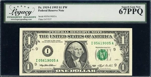 Fr. 1919-I (IA Block) 1993 $1 Minneapolis Note Legacy Superb Gem New 67 PPQ - Picture 1 of 2