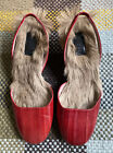 Gucci Red Sling Back Pumps w/ Fur Lining Women?s Size 37.5