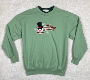 M&C Sportswear Womens Size M Snowman Face Cardinals Sweatshirt Green Winter - Picture 1 of 10