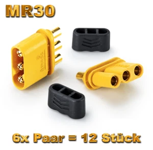 6 Paar 12 Stück MR30 3.0mm 3Pin Stecker Buchse Multirotor Motor ESC Goldstecker - Bild 1 von 6