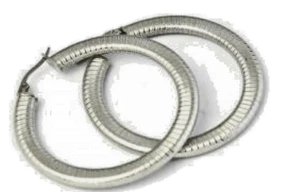 Silver large hoop earrings stainless steel huggie high quality 2" Textured New - Picture 1 of 4