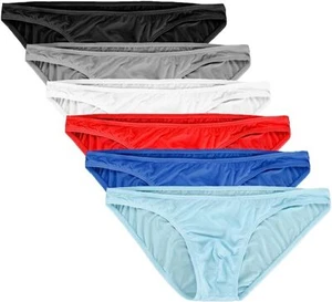 6 Pack Men's Sexy Underwear Briefs Bikini Low Rise ice silk Comfy Underpants - Picture 1 of 57