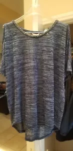 Juicy Couture, Blue Cold Shoulder Beaded Neck, Hi-Lo Top - Picture 1 of 5