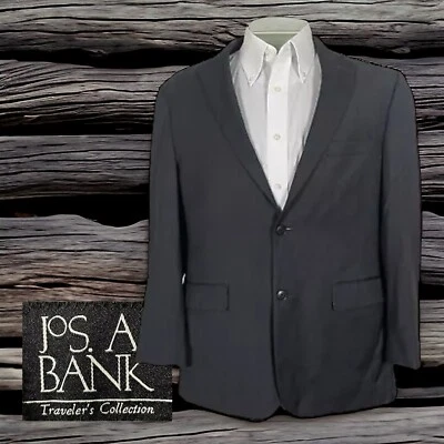 Jos A Bank Blazer Jacket Mens 40S Gray Solid Tailored Fit Double Vented - Image 1 of 4