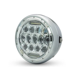 7.7" Chrome LED headlight daymaker cafe racer bobber custom streetfighter harley - Bild 1 von 7