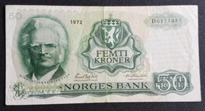 NORVEGE - NORGES - BILLET DE 50 KRONER DE 1972. - Picture 1 of 2