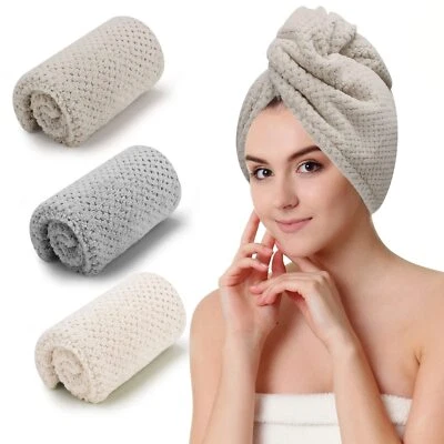 Turbante de microfibra anti-frizz de secado rápido envolturas para toallas de cabello 3 piezas para mujer beige Foto 1 de 4