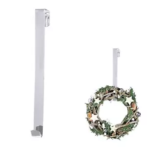 28cm Metallo Appendino Ghirlanda Semplice Argento Sopra Porta Gancio - Foto 1 di 1