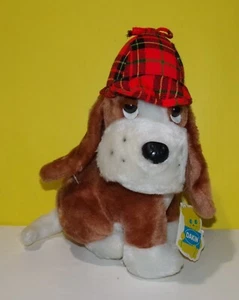 Dakin Shylock Basset Hound 11" Plush Vintage 1978 Plaid Hat Stuffed Animal Toy - Picture 1 of 3