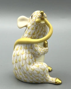 Herend Figurine - Mouse - Butterscotch / Yellow Fishnet - Picture 1 of 6