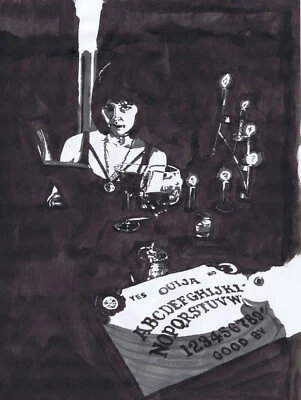 Ilustración de tinta original Oujia Board and the Dark Arts Foto 1 de 2