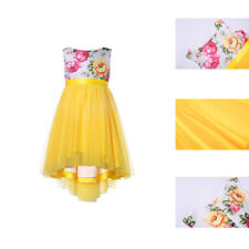 Girl Sleeveless Holiday Party Dress High-low Yellow Tulle Dress 3-14 Years