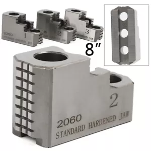 3X 8’’ Lathe Chuck Serrated Steel Jaws Set Hard Jaw for Kitagawa B-210 CNC Lathe - Picture 1 of 11