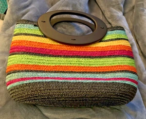Vintage Purse Woven 100% Wheat Straw Handbag Handles - Picture 1 of 3