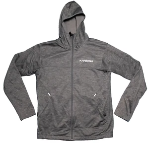 Karbon Hoodie Mens Large Grey Technical Full Zip Hike Outdoors Ski Snowboard - Picture 1 of 9
