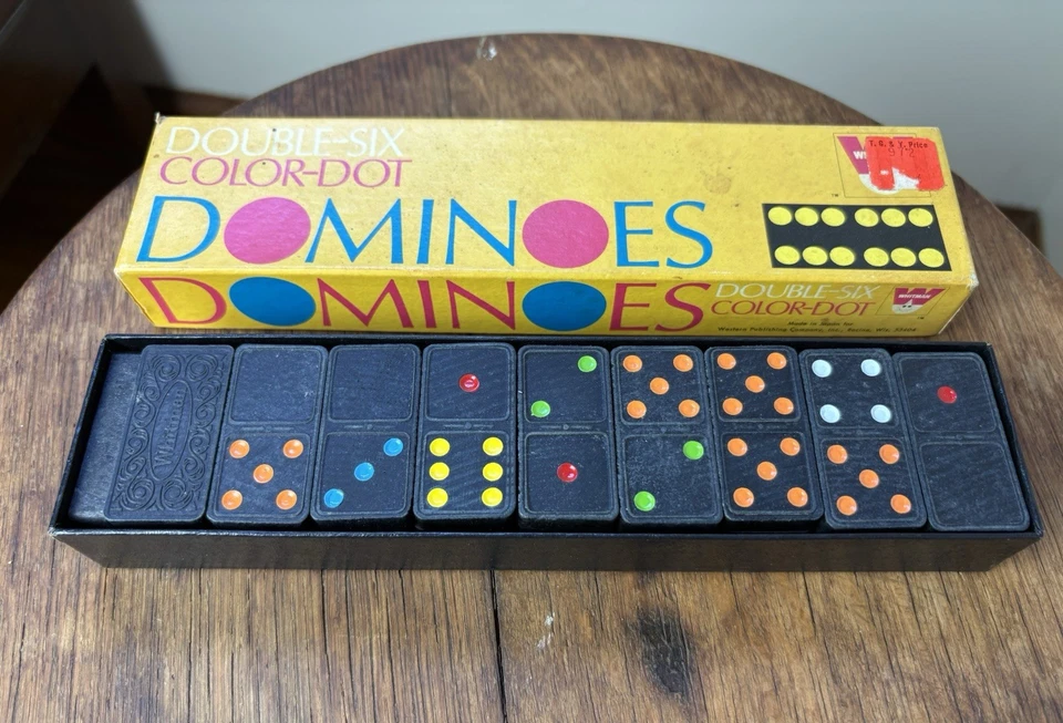 Dominó Whitman Double Six Color Dot usado años 70 GC Foto 1 de 4