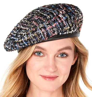 INC International Concepts Tweed Brillante Boina Francesa Boucle Sombrero Foto 1 de 4