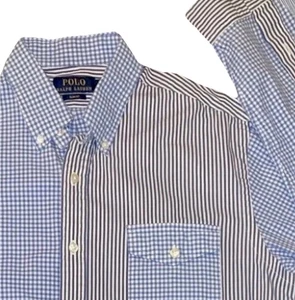 Camisa Polo Ralph Lauren Cuadros y Rayas Bloques de Color Popelina Elastizada Calce Ajustado L - Imagen 1 de 15
