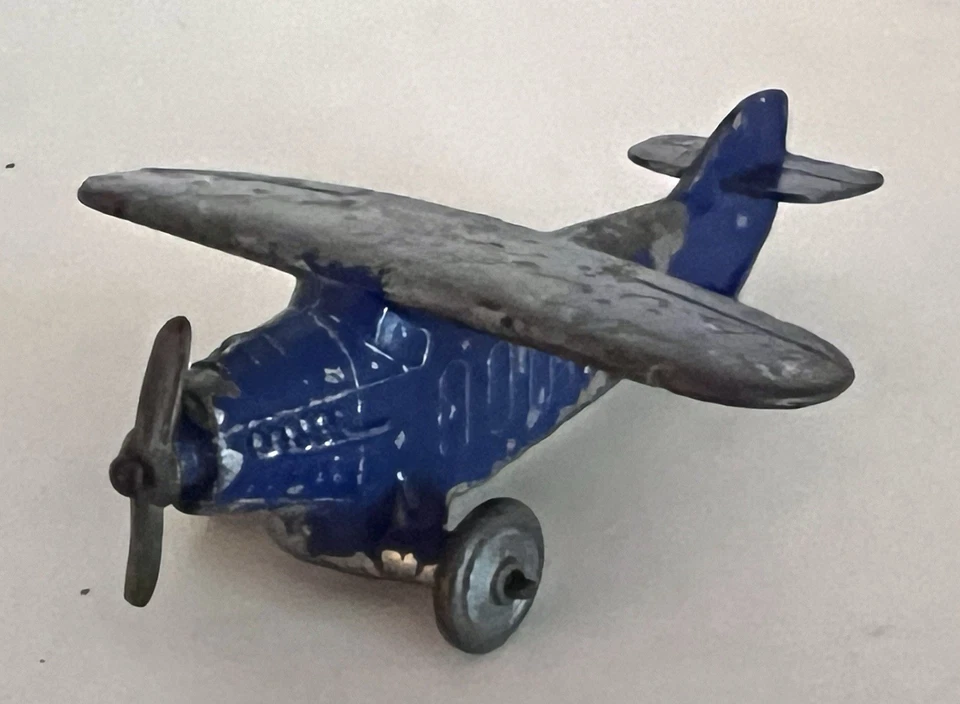 1930's VINTAGE BARCLAY/KANSAS TOY MONOPLANE - SLUSH-MOLD- G/VG OLD TOY AIRPLANE - Image 1 of 4