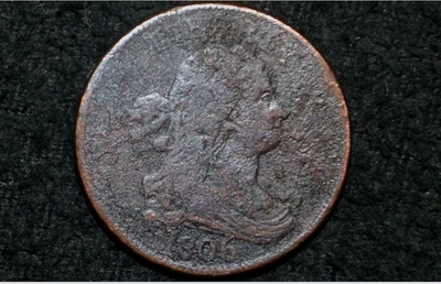 1806 HALF CENT * Large 6 * Stems * FINE * Mint Error:Reverse Rotated 80 Degrees - Image 1 of 4