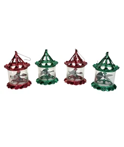 4 Dept 56 Spinners Christmas Birdcage 2003 Vintage Ornaments Red Green - Picture 1 of 14