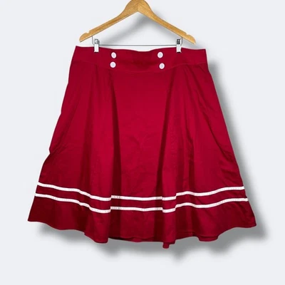 Falda Columpio Línea A Torrid Mujer 22 Rojo Blanco Náutico Marinero Retro Elegante Foto 1 de 4