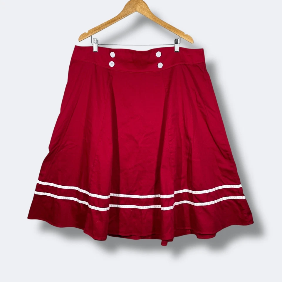 Falda Columpio Línea A Torrid Mujer 22 Rojo Blanco Náutico Marinero Retro Elegante Foto 1 de 4