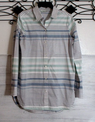 Top para mujer Orvis talla L/10 manga larga multicolor rayas abotonadas Foto 1 de 4