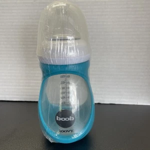 JOOVY Boob 8 Oz 240 ml NEW with Blue silicone Sleeve Glass Baby Bottle - Picture 1 of 5