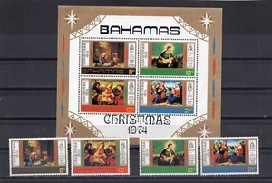 BAHAMAS 1974 WEIHNACHTSGEMÄLDE SET MIT 4 BRIEFMARKEN & S/S POSTFRISCH - Bild 1 von 1
