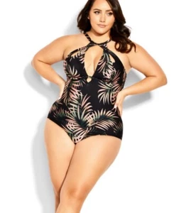 Neu mit Etikett tropischer Damen-Badeanzug Einteiler von Avenue für CityChic Größe M - Bild 1 von 4